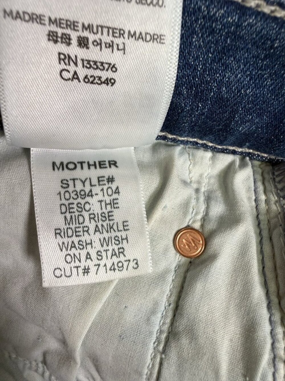 Mother The Mid Rise Rider Ankle Jeans In Wish On A Star Straight Crop Size 29 - Picture 15 of 16